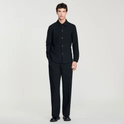 Chemises*SANDRO Chemise En Jersey à Manches Longues Noir