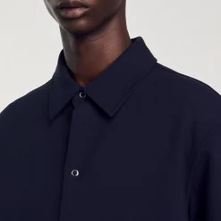 Chemises*SANDRO Chemise En Jersey à Manches Longues Marine