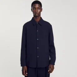 Chemises*SANDRO Chemise En Jersey à Manches Longues Marine