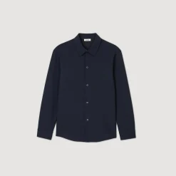 Chemises*SANDRO Chemise En Jersey à Manches Longues Marine