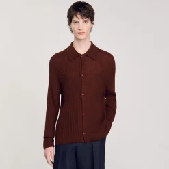 Pulls & Gilets|Chemises*SANDRO Chemise En Maille Cognac