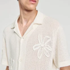 Pulls & Gilets|Chemises*SANDRO Chemise En Maille à Fleurs Ecru