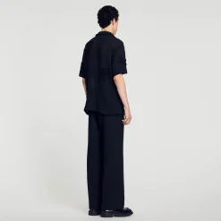 Pulls & Gilets|Chemises*SANDRO Chemise En Maille à Fleurs Noir