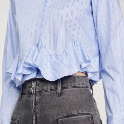 Tops & Chemises*SANDRO Chemise En Popeline Rayée Bleu Ciel