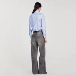 Tops & Chemises*SANDRO Chemise En Popeline Rayée Bleu Ciel