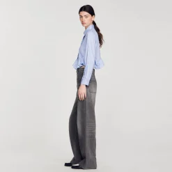 Tops & Chemises*SANDRO Chemise En Popeline Rayée Bleu Ciel