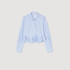 Tops & Chemises*SANDRO Chemise En Popeline Rayée Bleu Ciel