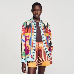 Tops & Chemises*SANDRO Chemise En Soie Imprimée Multicolore