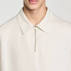 Chemises*SANDRO Chemise Fluide à Col Zippé Ecru