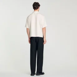 Chemises*SANDRO Chemise Fluide à Col Zippé Ecru