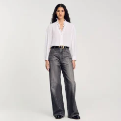 Tops & Chemises*SANDRO Chemise Fluide En Soie blanc