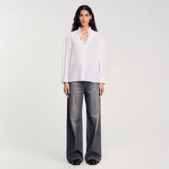Tops & Chemises*SANDRO Chemise Fluide En Soie blanc