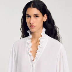 Tops & Chemises*SANDRO Chemise Fluide En Soie blanc