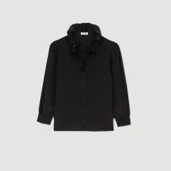 Tops & Chemises*SANDRO Chemise Fluide En Soie Noir