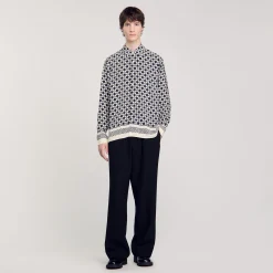 Chemises*SANDRO Chemise Fluide Imprimé Square Cross Marine