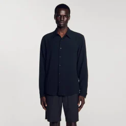 Chemises*SANDRO Chemise Fluide Plissée Noir