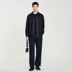 Chemises*SANDRO Chemise Fluide Zippée Noir