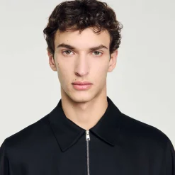 Chemises*SANDRO Chemise Fluide Zippée Noir