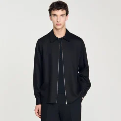 Chemises*SANDRO Chemise Fluide Zippée Noir