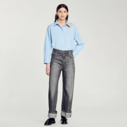 Tops & Chemises*SANDRO Chemise Goutte Strass Bleu Ciel