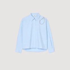 Tops & Chemises*SANDRO Chemise Goutte Strass Bleu Ciel