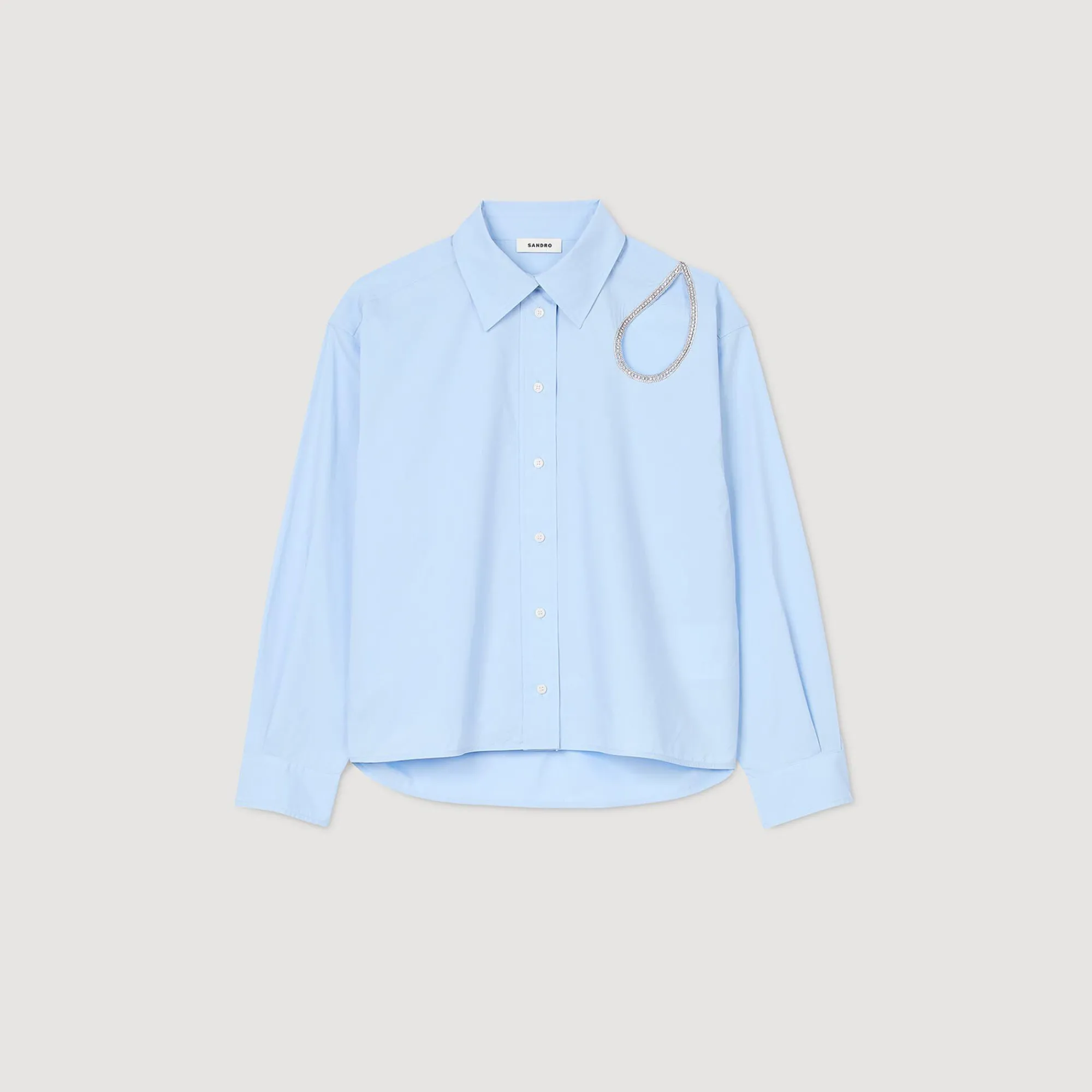 Tops & Chemises*SANDRO Chemise Goutte Strass Bleu Ciel