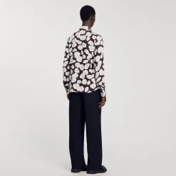 Chemises*SANDRO Chemise Imprimé Camélias Marron
