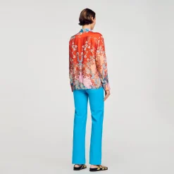 Tops & Chemises*SANDRO Chemise Imprimée Rouge / Bleu