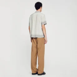 Chemises*SANDRO Chemise Imprimée à Manches Courtes Ecru