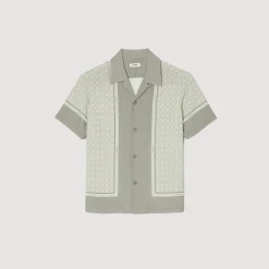 Chemises*SANDRO Chemise Imprimée à Manches Courtes Ecru
