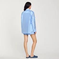 Ensembles|Tops & Chemises*SANDRO Chemise Large Satinée Bleu Ciel