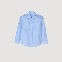 Ensembles|Tops & Chemises*SANDRO Chemise Large Satinée Bleu Ciel