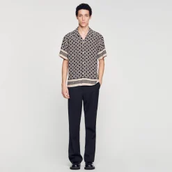 Chemises*SANDRO Chemise Manches Courtes Square Cross mastic