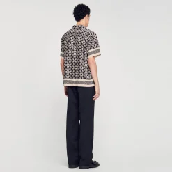 Chemises*SANDRO Chemise Manches Courtes Square Cross mastic