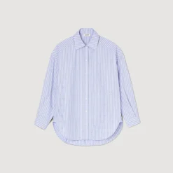 Tops & Chemises*SANDRO Chemise Ornée De Cœurs En Strass Bleu Ciel