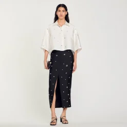 Ensembles|Tops & Chemises*SANDRO Chemise Ornée De Strass blanc