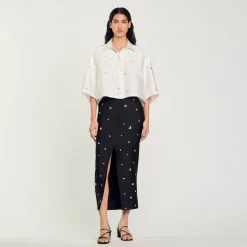 Ensembles|Tops & Chemises*SANDRO Chemise Ornée De Strass blanc