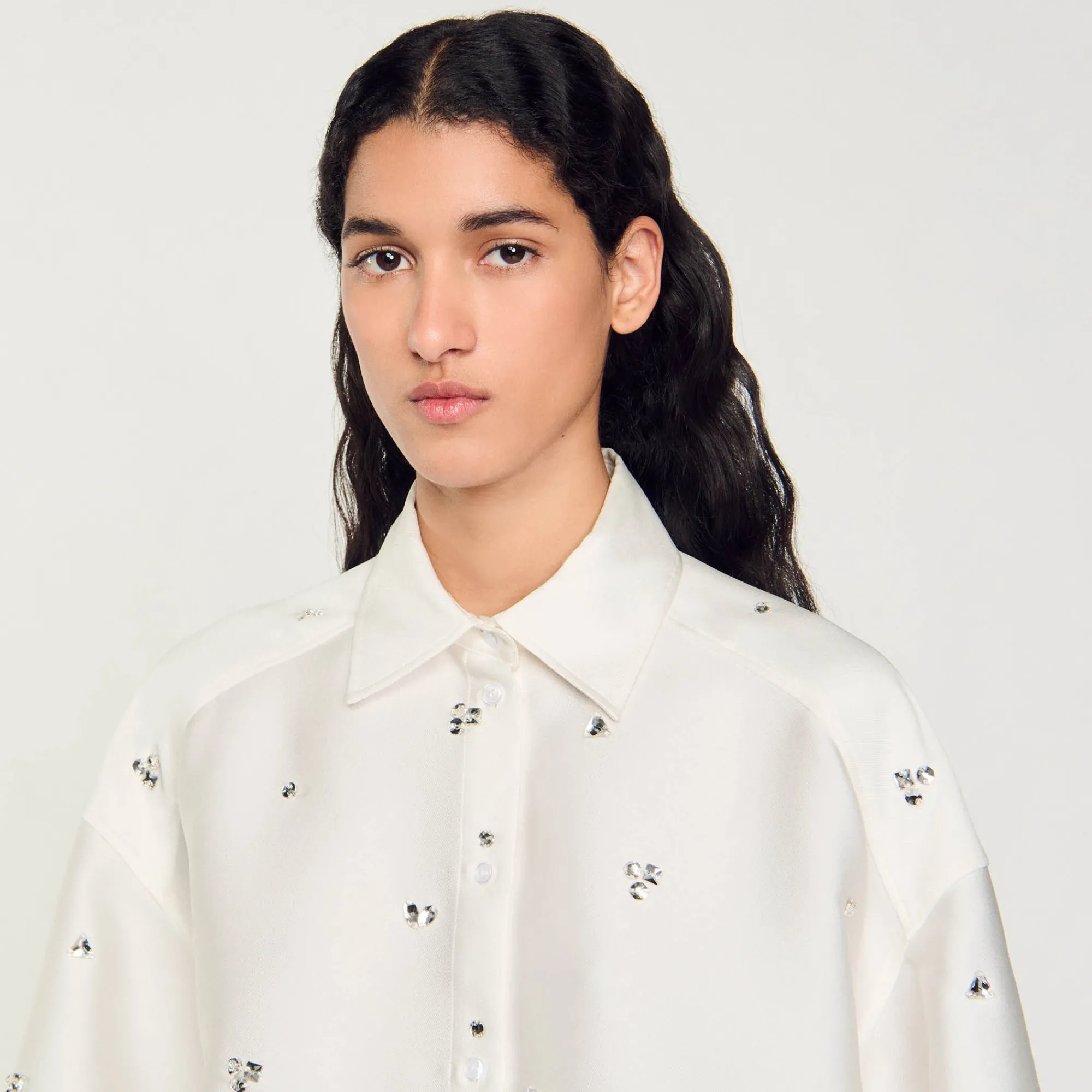 Ensembles|Tops & Chemises*SANDRO Chemise Ornée De Strass blanc