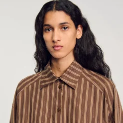 Ensembles|Tops & Chemises*SANDRO Chemise Oversize Marron