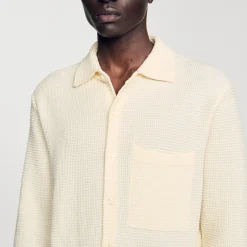 Pulls & Gilets|Chemises*SANDRO Chemise Oversize En Maille Beige