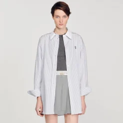 Tops & Chemises*SANDRO Chemise Oversized à Rayures Gris / Blanc