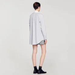 Tops & Chemises*SANDRO Chemise Oversized à Rayures Gris / Blanc