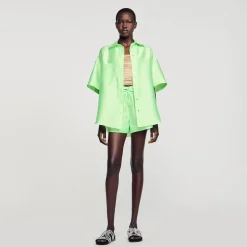 Ensembles|Tops & Chemises*SANDRO Chemise Oversized Satinée Vert Fluo