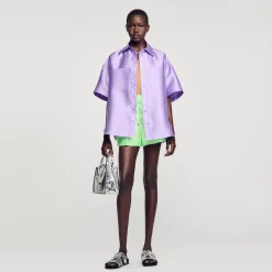 Ensembles|Tops & Chemises*SANDRO Chemise Oversized Satinée Violet