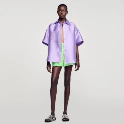 Ensembles|Tops & Chemises*SANDRO Chemise Oversized Satinée Violet
