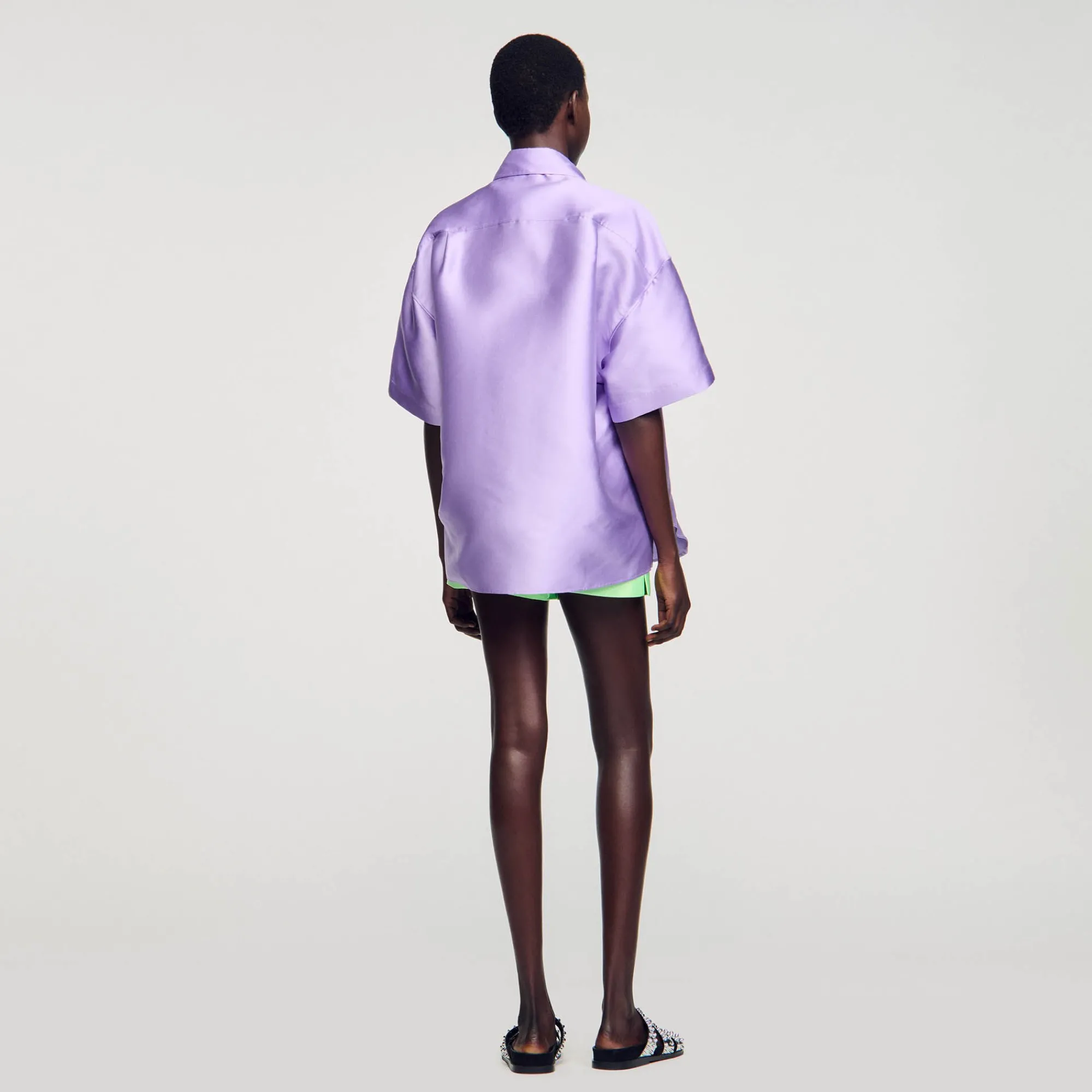 Ensembles|Tops & Chemises*SANDRO Chemise Oversized Satinée Violet