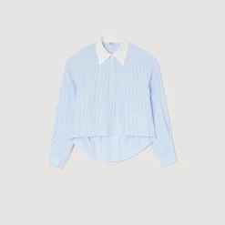 Tops & Chemises*SANDRO Chemise Rayée à Strass Bleu Ciel
