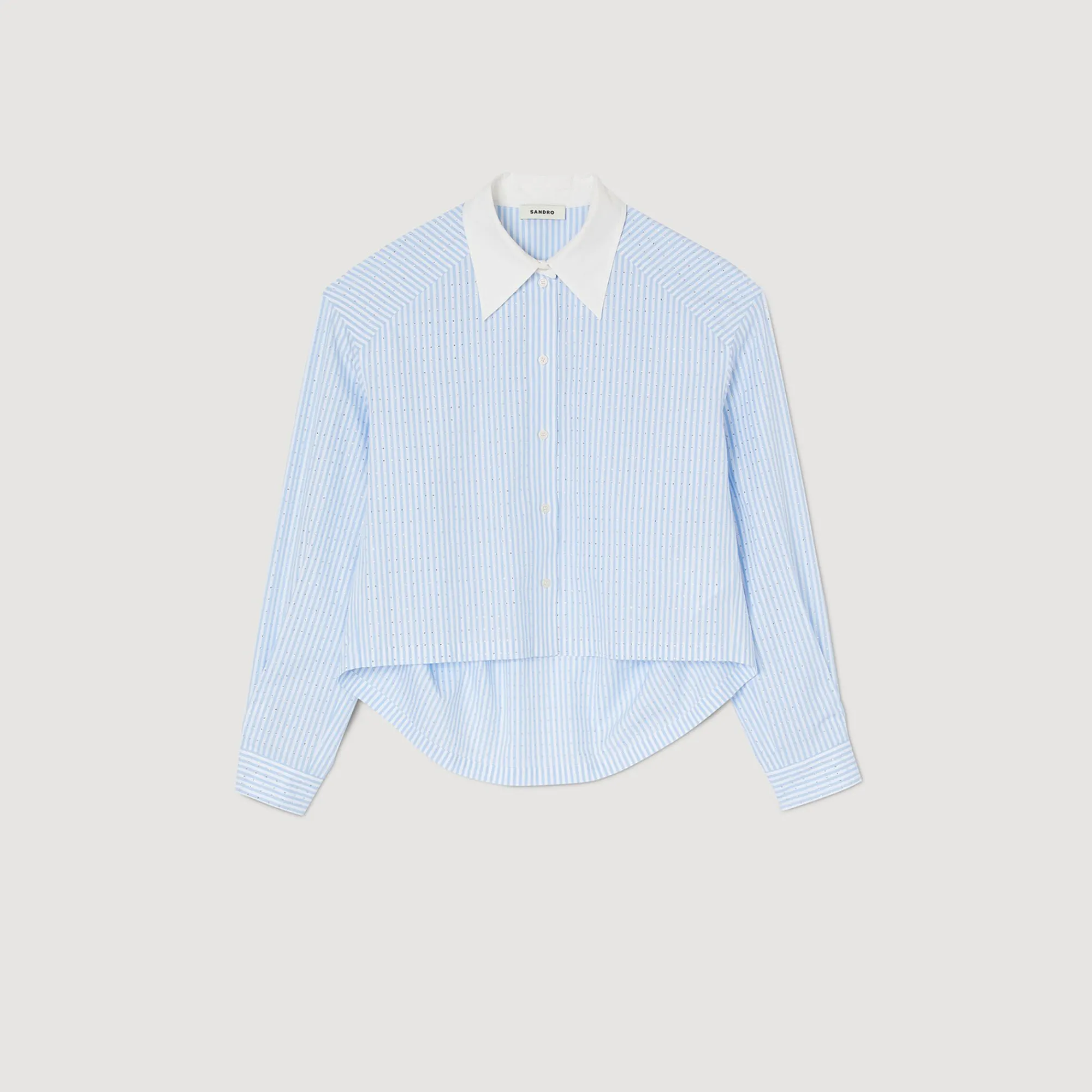 Tops & Chemises*SANDRO Chemise Rayée à Strass Bleu Ciel