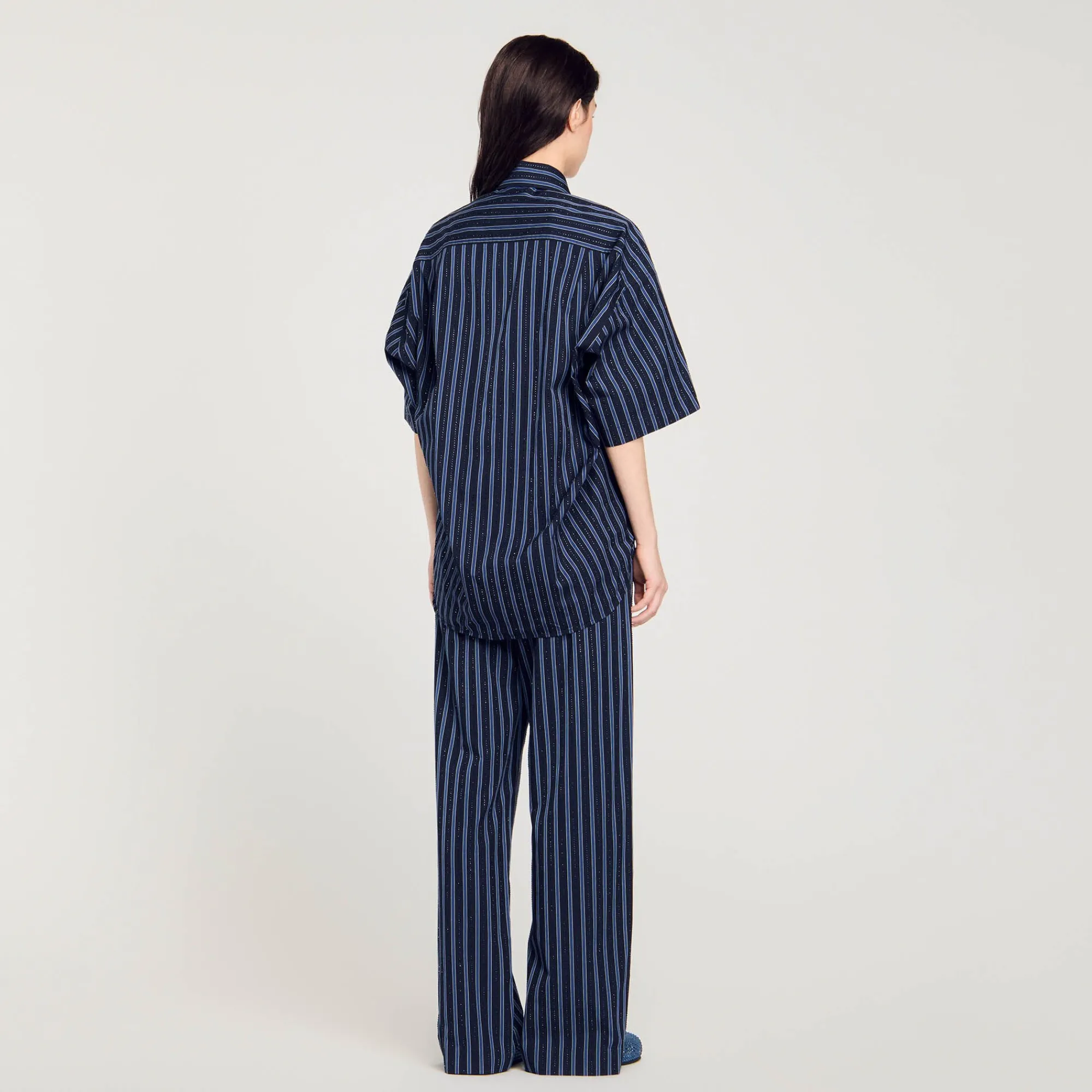 Ensembles|Tops & Chemises*SANDRO Chemise Strassée à Cravate Bleu