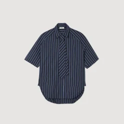 Ensembles|Tops & Chemises*SANDRO Chemise Strassée à Cravate Bleu